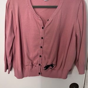 Collectif cat and yarn cropped cardigan